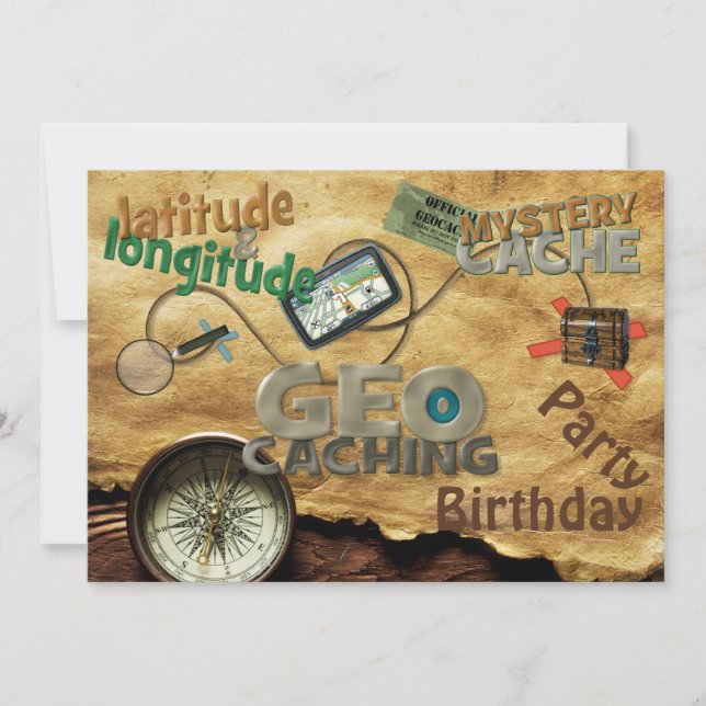 Invitation de la fête Geocache - Personnaliser (Devant)