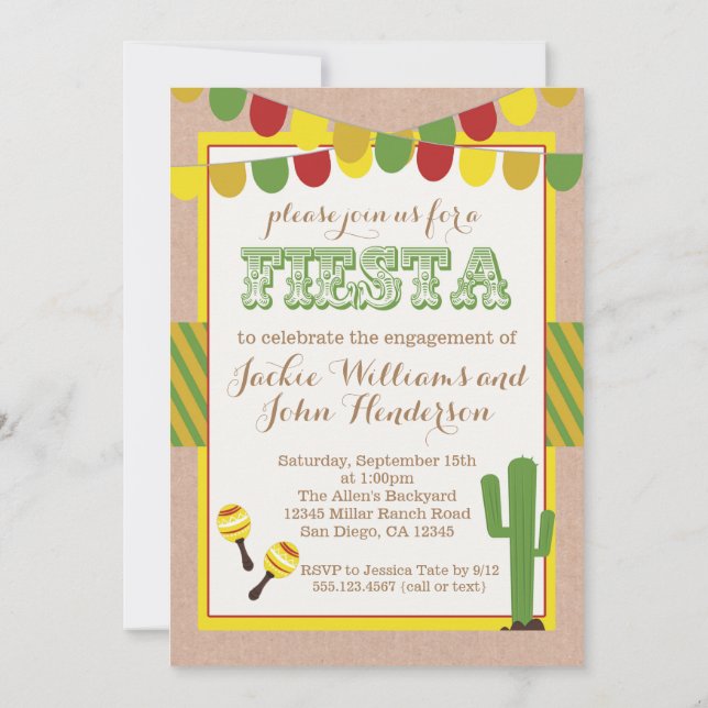 Invitation de la fête mexicaine Fiesta (Dos)