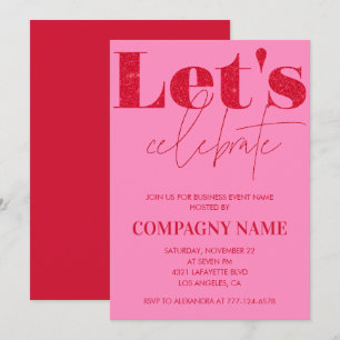 Invitation de la fête Pink Business Fêtons
