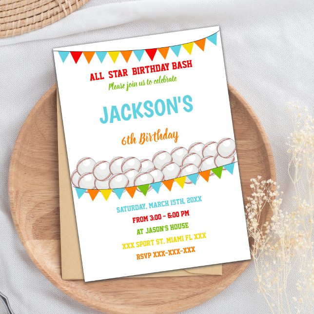 Invitation de la fête sportive des garçons éditabl (Baseballs Invitations)