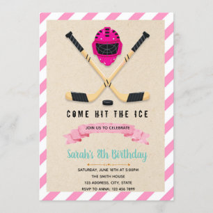 Invitation de la fille d'anniversaire de hockey su