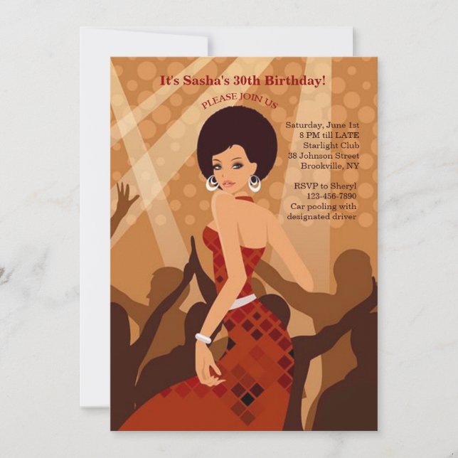 Invitation de la Fille de la Fête (Afro-Américaine (Devant)