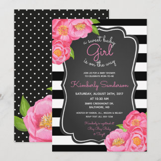 Invitation de la fille Polkadot rose Baby shower f