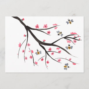 Invitation de la fleur de miel et de cerise