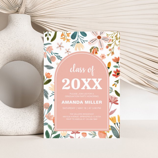 Invitation de la fleur sauvage Arch Graduation Par (Wildflower Meadow Graduation Party Invitation)