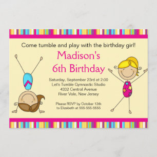 Invitation de la Fun Gymnastique Anniversaire de e
