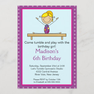 Invitation de la Fun Gymnastique Anniversaire de e