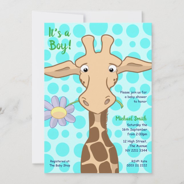 Invitation de la Giraffe Baby shower Party (Devant)