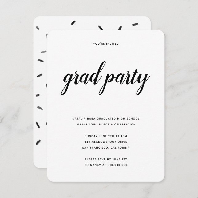 Invitation de la Grad Party (Devant / Derrière)