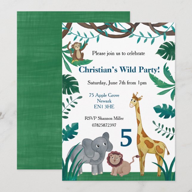Invitation de la Jungle 5e anniversaire (Devant / Derrière)
