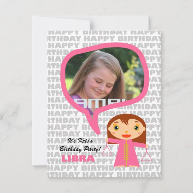 Invitation de la Libra Kids Party avec photo (Devant)
