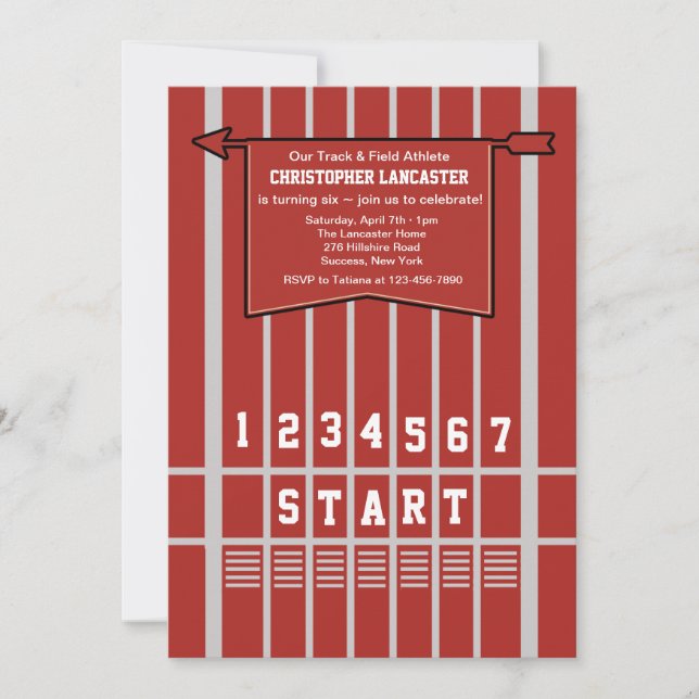 Invitation de la ligne de départ de la piste et du (Devant)