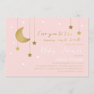 Invitation de la lune rose et du Baby shower arriè