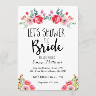 Invitation de la mariée à la douche de la mariée