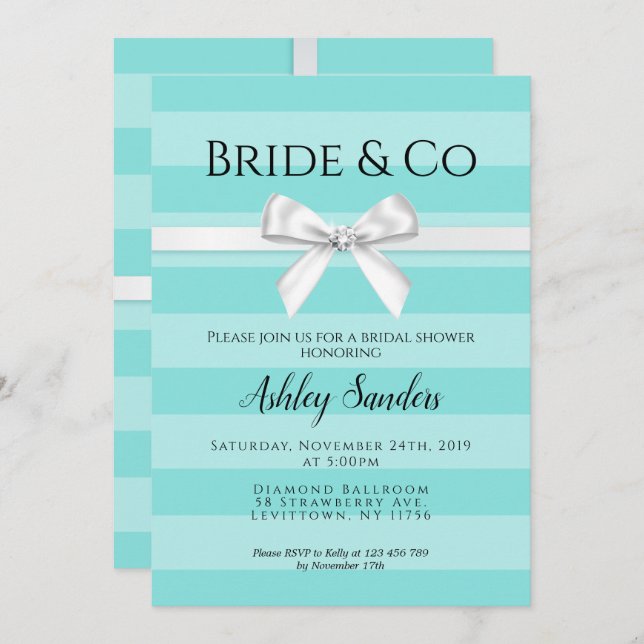 Invitation de la mariée de Mint & Co. (Devant / Derrière)