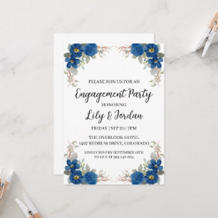 invitation de la marine blue floral fiy