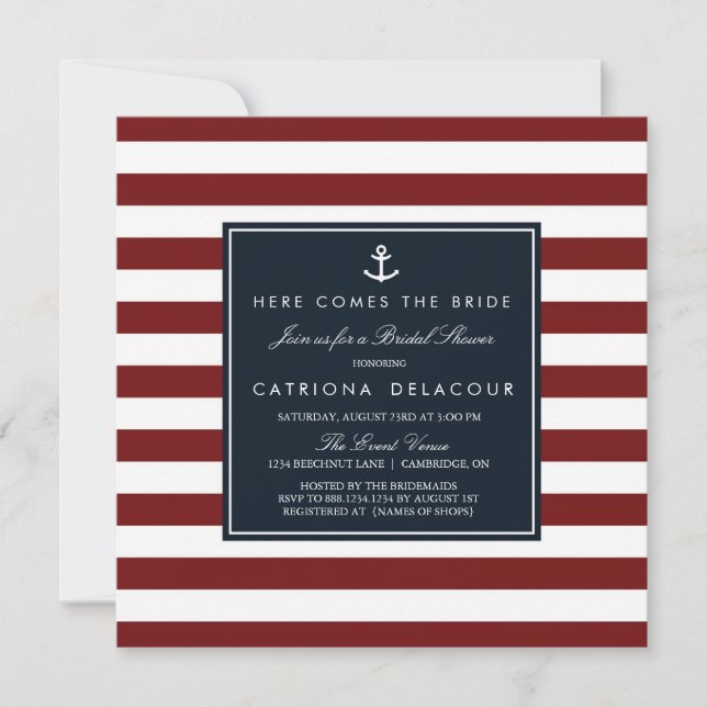 Invitation de la marine et de la douche nuptiale r (Devant)