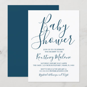 Invitation de la Marine et du Baby shower blanc