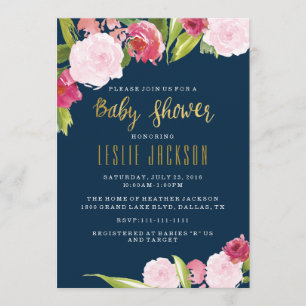 Invitation de la Marine et du Baby shower d'or
