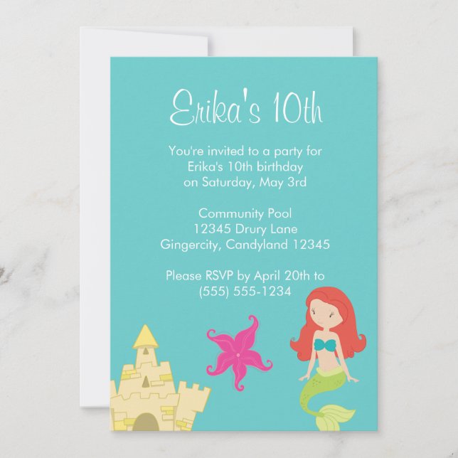 Invitation de la mer de Sirène Red Haired (Devant)