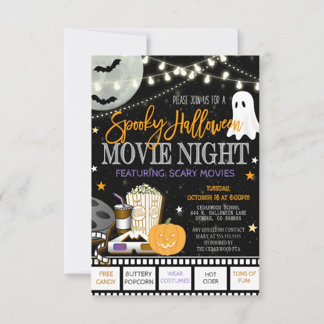 Invitation de la nuit du film d'Halloween (Devant)