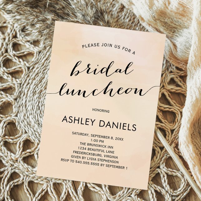 Invitation de la nuptiale Apricot Watercolor (Créateur téléchargé)