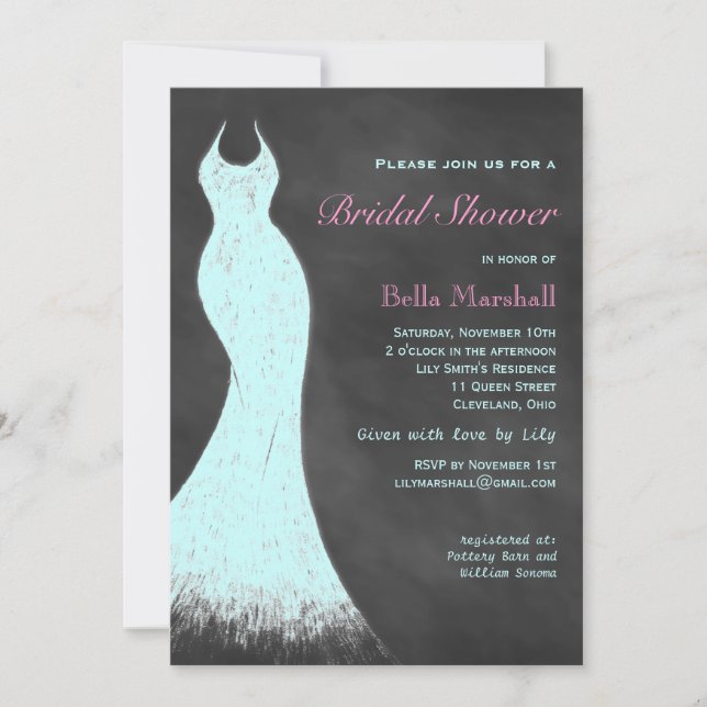 Invitation de la nuptiale Aqua Chalk (Devant)