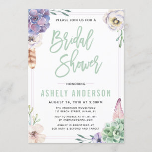 Invitation de la nuptiale de Boho Succulent du dés