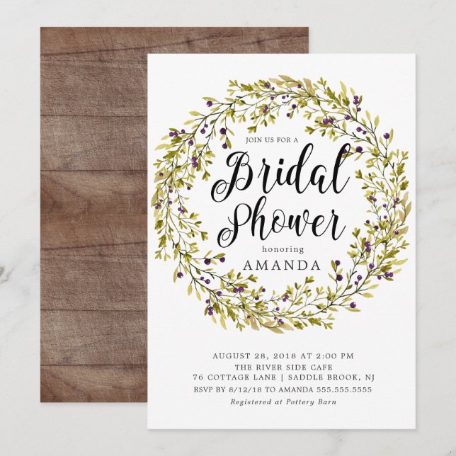 Invitation de la nuptiale de la couronne d'olive r (Devant / Derrière)