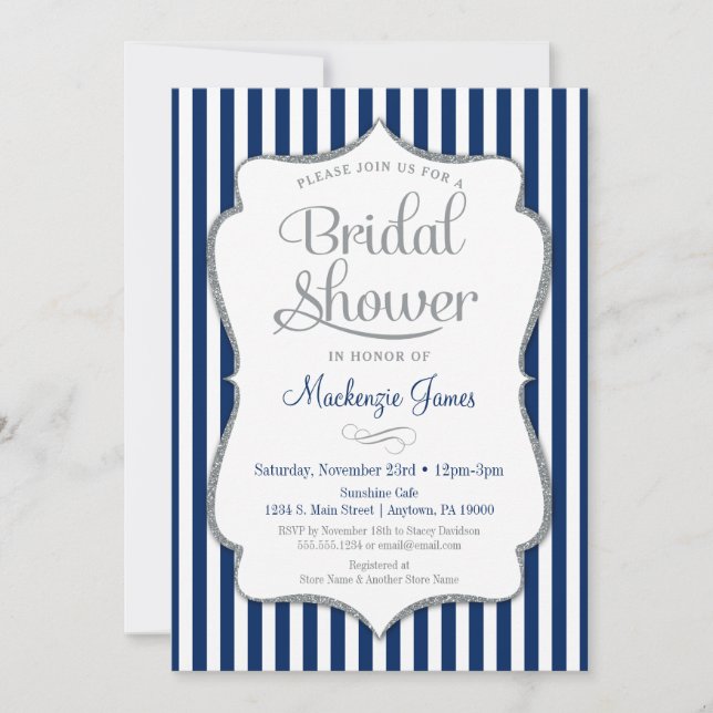 Invitation de la nuptiale de la marine Blue Silver (Devant)