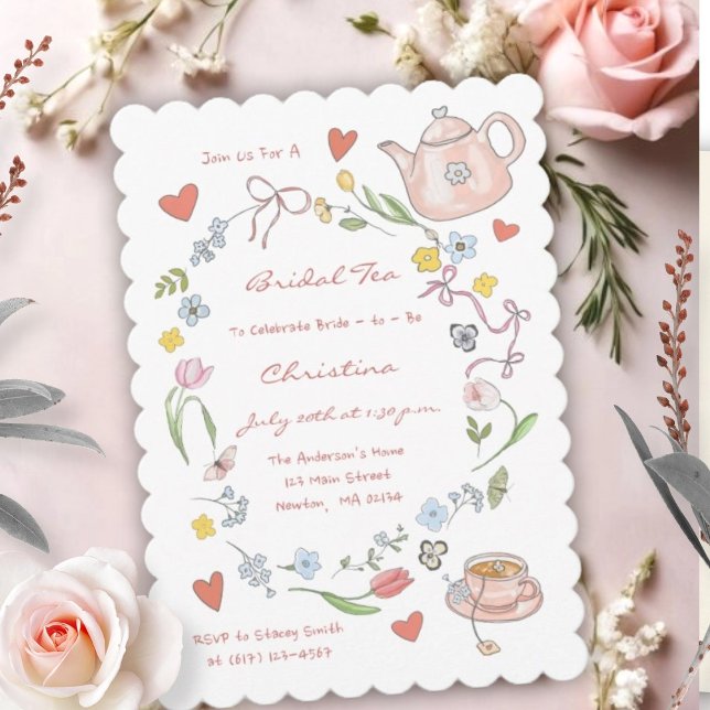 Invitation de la nuptiale de thé Whimsical tiré à  (Créateur téléchargé)