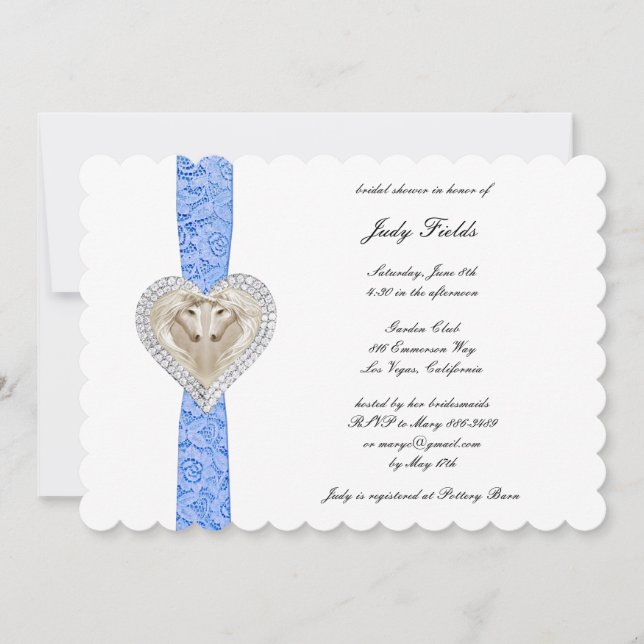 Invitation de la nuptiale en dentelle bleue Unicor (Devant)
