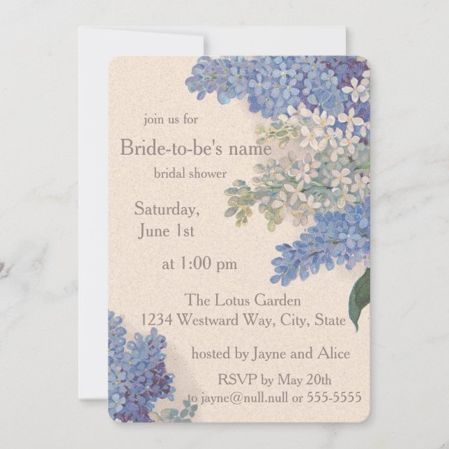 Invitation de la nuptiale Lilacs vintage (Devant)