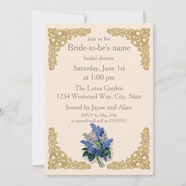 Invitation de la nuptiale Lilacs vintage (Devant)