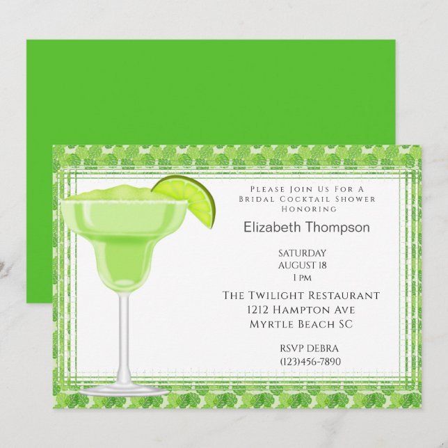Invitation de la nuptiale Lime Margarita (Devant / Derrière)