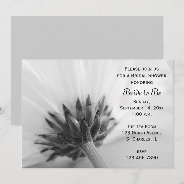 Invitation de la nuptiale noire et blanche Daisy (Devant / Derrière)