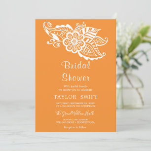 Invitation de la nuptiale Orange Indian Paisley