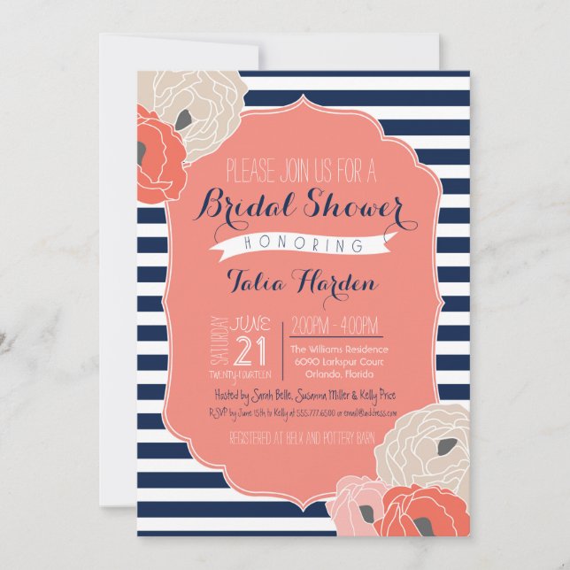 Invitation de la nuptiale ou du Baby shower, Corai (Devant)