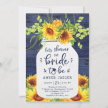 Invitation de la nuptiale Sunflower Navy Mason Jar