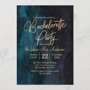 Invitation de la partie Bachelorette Bleue et Or M