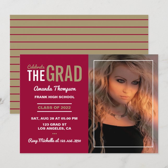 Invitation de la partie Crimson and Gold Graduatio (Devant / Derrière)