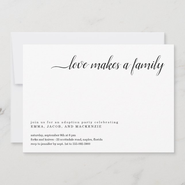 Invitation de la Partie d'adoption (Devant)