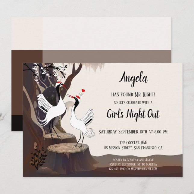 Invitation de la partie de bachelorette des Grues  (Devant / Derrière)