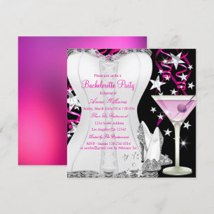 Invitation de la partie de bachelorette noire Lace
