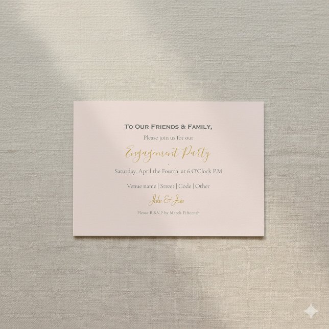 Invitation de la partie de fiançailles rose photo  (Modern photo pink and gold engagement party invitation card.)