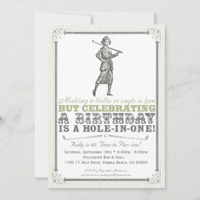 Invitation de la partie de golf Vintage - Femme (Devant)