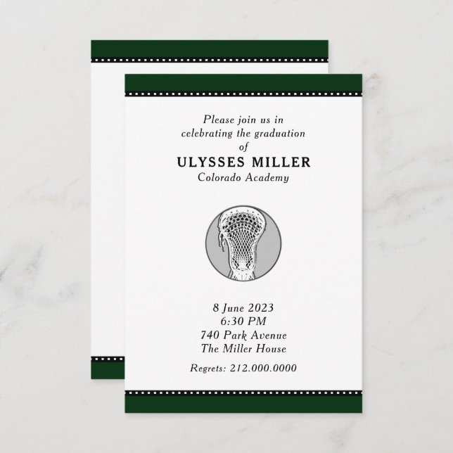 Invitation de la partie de graduation de crosse (Devant / Derrière)