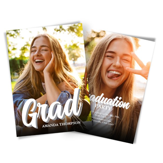 Invitation de la partie de graduation multi-photo  (Grad photo invitation template.)