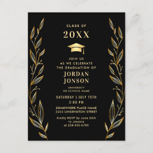 Invitation de la partie de graduation Noir doré mo