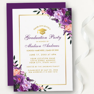 Invitation de la partie de graduation violet ultra